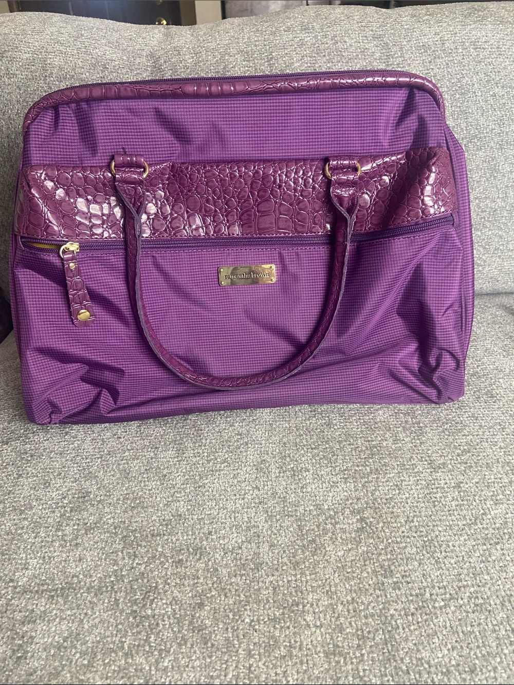 Samantha Brown Purple Croc-Trim Travel Tote